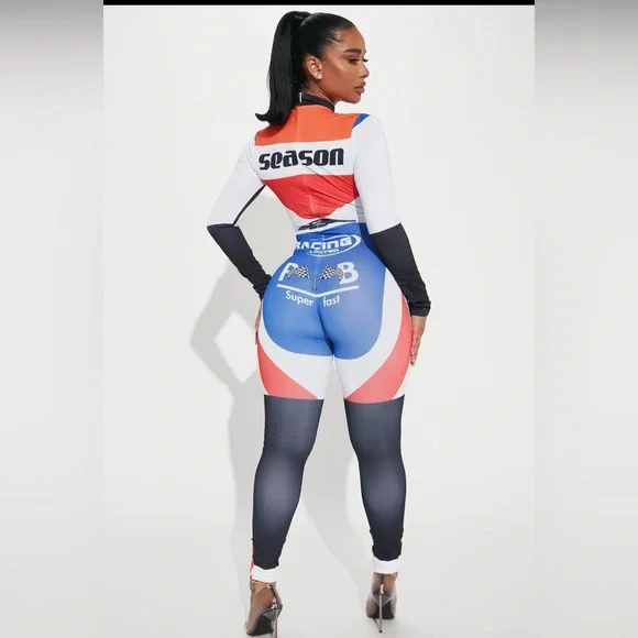 Fashion Nova Multicolor Racing Jumpsuit - Picture 3 of 3